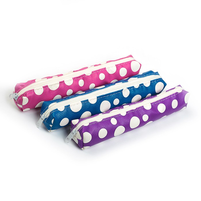 Пенал школьный на молнии МИКС Горошек