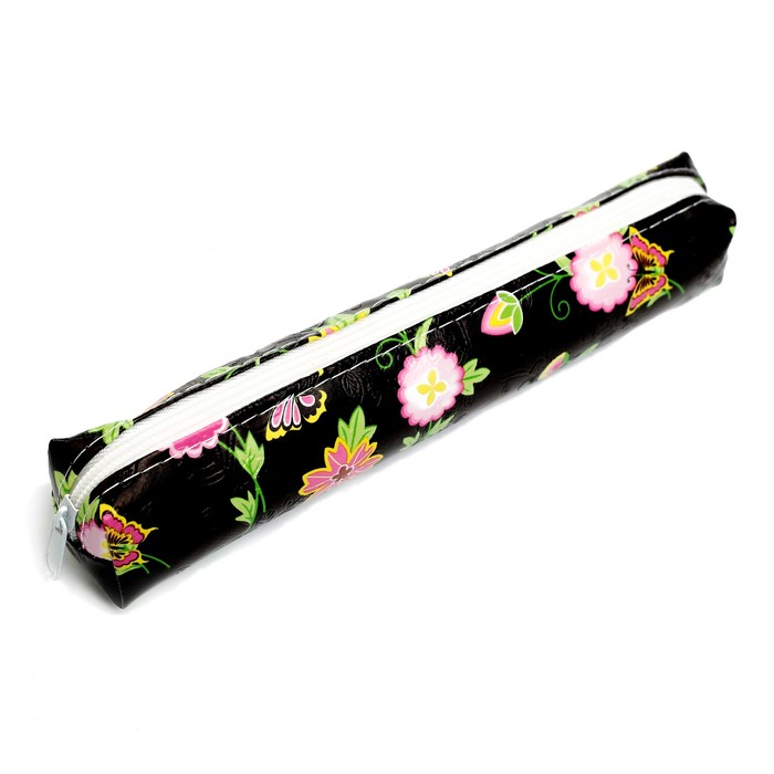 Пенал школьный на молнии МИКС Цветы