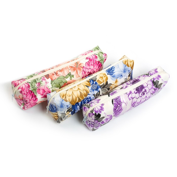 Пенал школьный на молнии МИКС Цветы