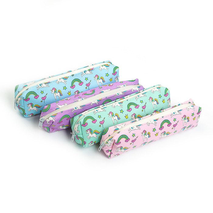 Пенал школьный на молнии МИКС Единорог