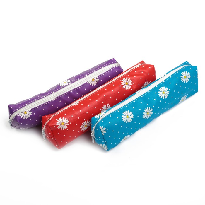 Пенал школьный на молнии МИКС Ромашки