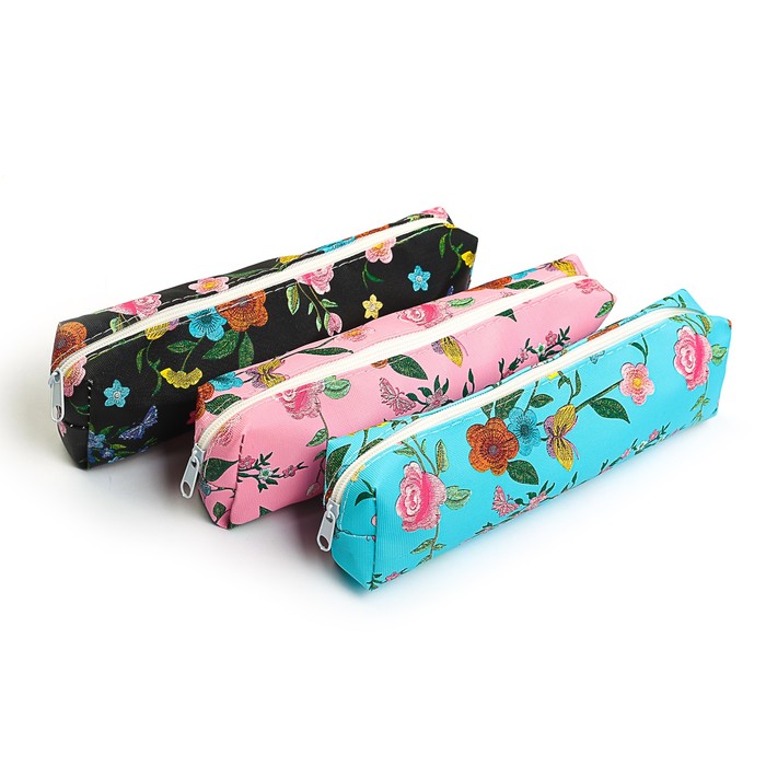 Пенал школьный на молнии МИКС Цветы