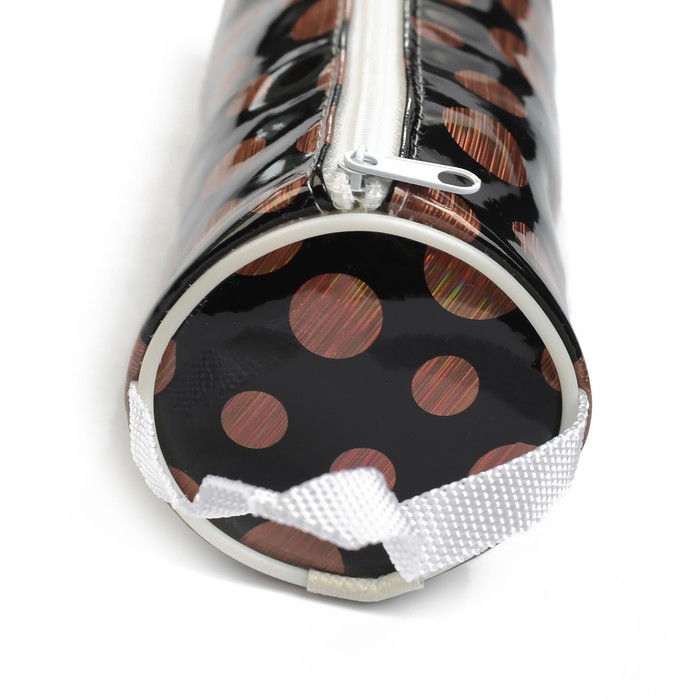 Пенал школьный на молнии МИКС Горошек на черном лак