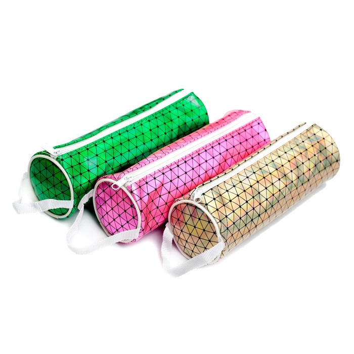 Пенал школьный на молнии МИКС Голография неон