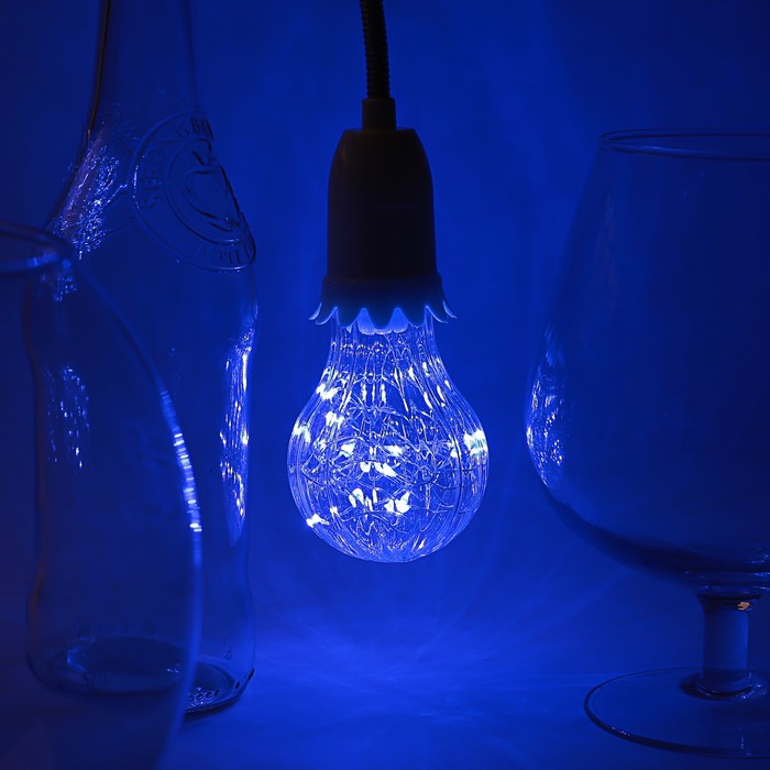лампа светодиодная декоративная "Груша" A60, 105 х 60 мм, Е27, 3 Вт, 230 В, Синий