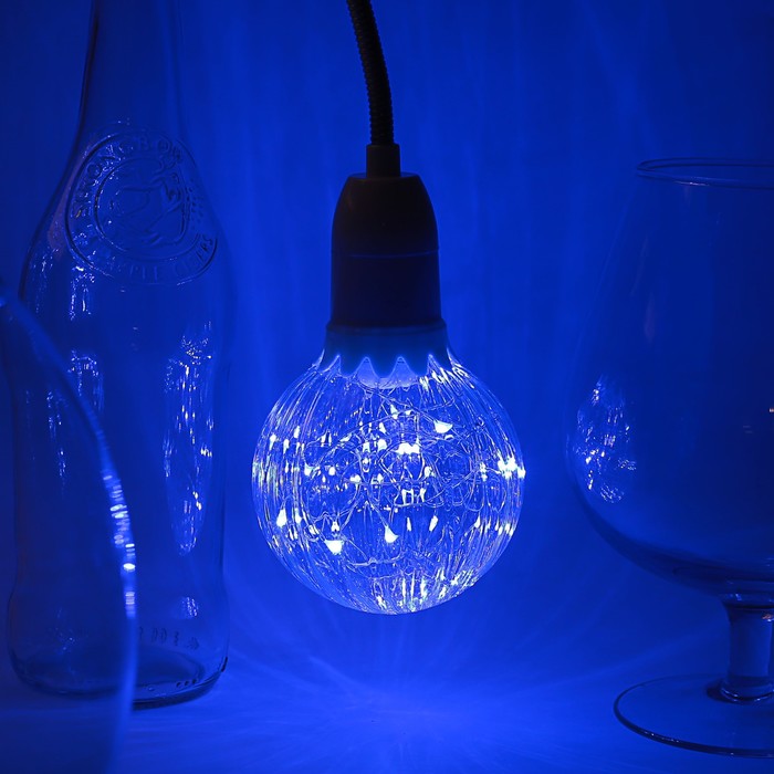 лампа светодиодная декоративная "Шар" G80, 105 х 80 мм, Е27, 3 Вт, 230 В, Синий