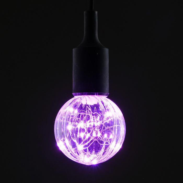 лампа светодиодная декоративная &quot;Шар&quot; G80, 105 х 80 мм, Е27, 3 Вт, 230 В, Розовый