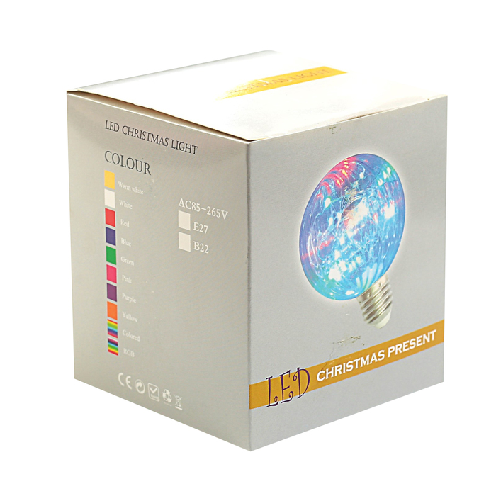 лампа светодиодная декоративная "Шар" G80, 105 х 80 мм, Е27, 3 Вт, 230 В, Розовый