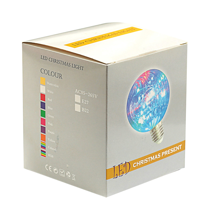 лампа светодиодная декоративная "Шар" G80, 105 х 80 мм, Е27, 3 Вт, 230 В, Фиолетовый