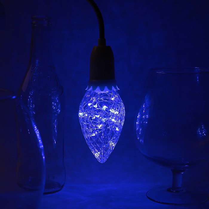 лампа светодиодная декоративная "Шишка" G85, 130 х 85 мм, Е27, 3 Вт, 230 В, Синий