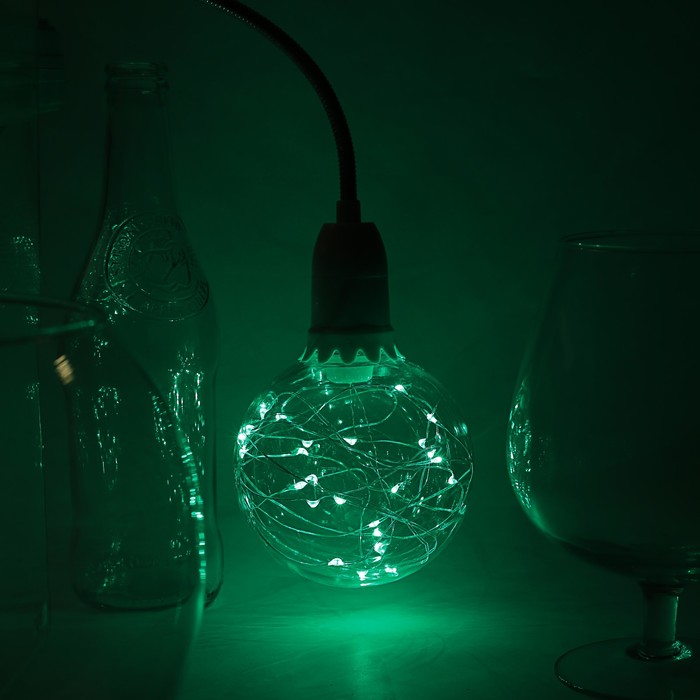 лампа светодиодная декоративная "Шар" G105, 125 х 105 мм, Е27, 3 Вт, 230 В, Зеленый