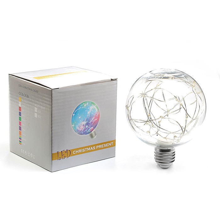 лампа светодиодная декоративная "Шар" G105, 125 х 105 мм, Е27, 3 Вт, 230 В, Фиолетовый