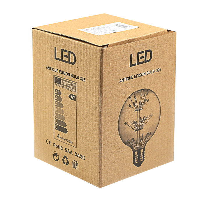 лампа светодиодная декоративная "Шар" G95, 135 х 95 мм, Е27, 3 Вт, 230 В, Тепло-Белый