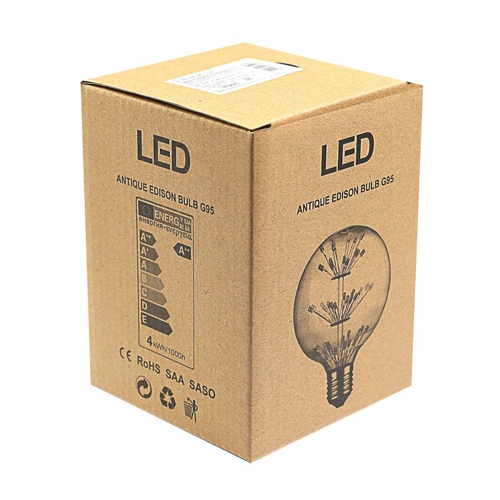 лампа светодиодная декоративная "Алмаз" G95ZS, 135 х 95 мм, Е27, 3 Вт, 230 В, Тепло-Белый