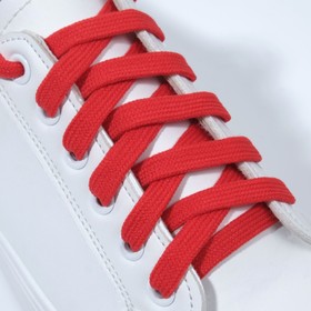 Шнурки для обуви, пара, плоские, 10 мм, 120 см, цвет красный