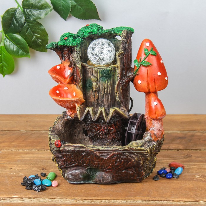 Фонтан "Царство мухоморов" 20х25 см (с подсветкой)