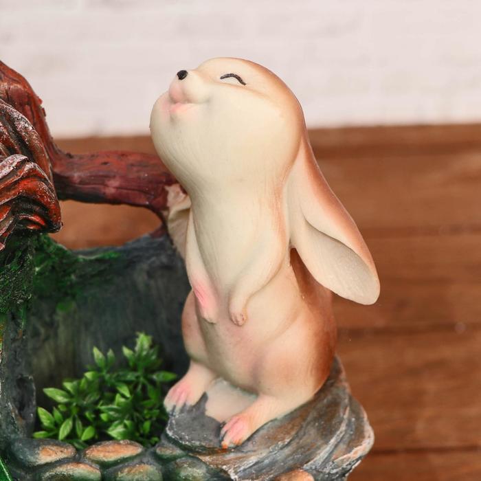 Фонтан "Зайка и птичка" 23х27 см, мод.024 (с подсветкой)