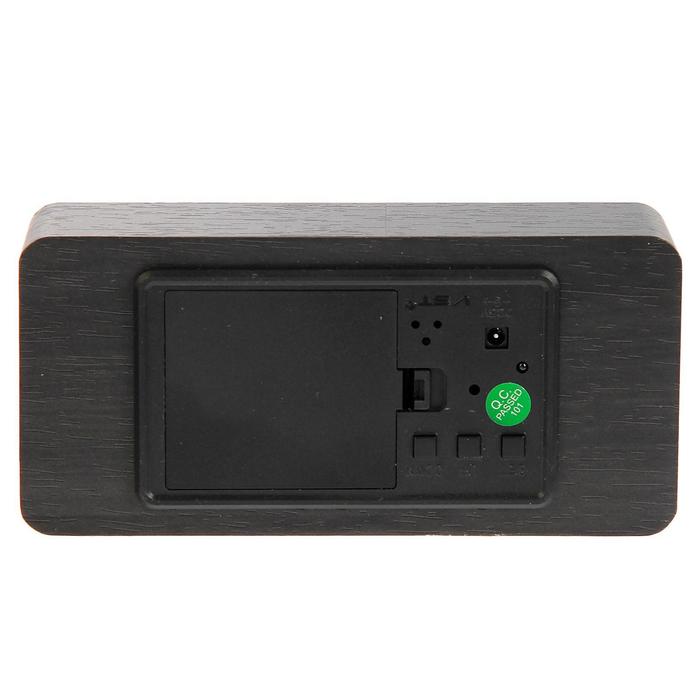 Часы настольные электронные, время, дата, день недели, зелёные цифры, 15*7см