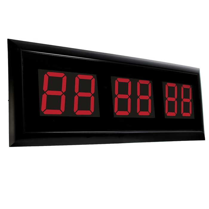 Электронные часы, только время, пульт в комп-те, цифры красные, от сети 110*38,5 см