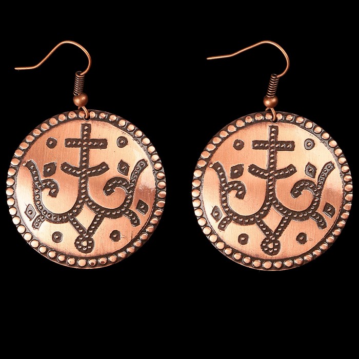 Серьги «Процветший крест» D 33 мм, медь