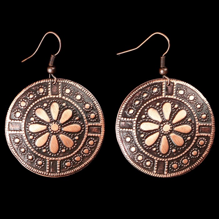 Серьги «Перынник» D 31 мм, медь