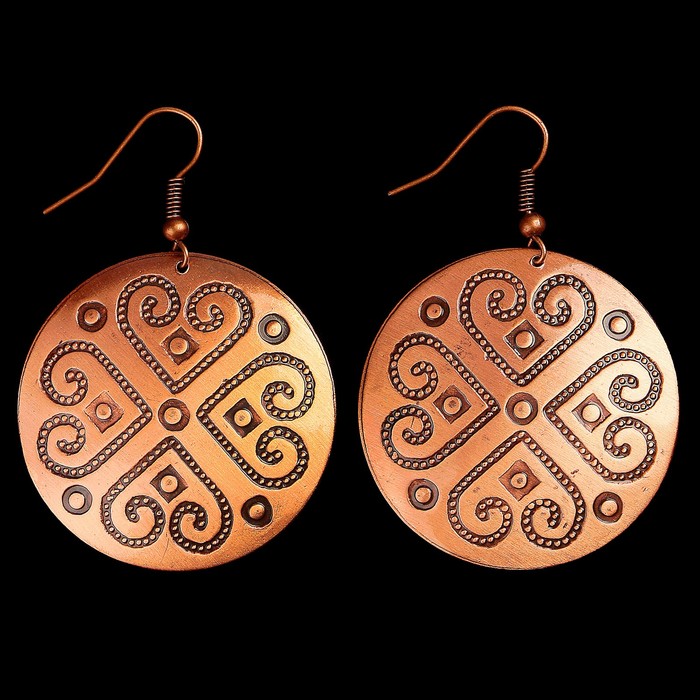 Серьги «Преуспевание» D 38 мм, медь