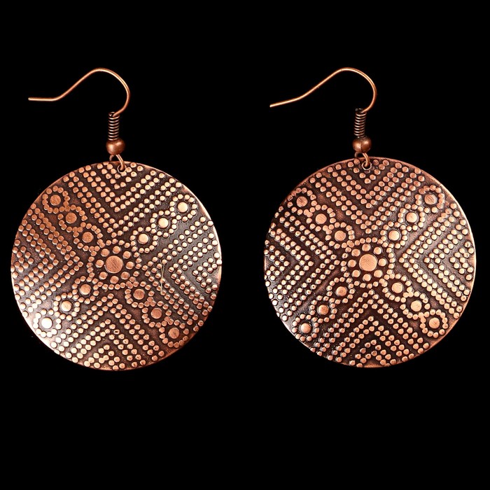 Серьги «Пашня» D 35 мм, медь