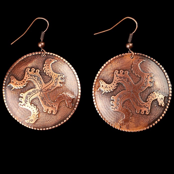 Серьги «Солнцеворот» D 35 мм, медь