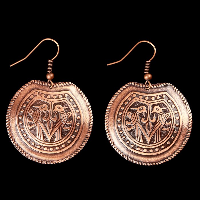 Серьги «Ловать» D 24 мм L 26 мм, медь