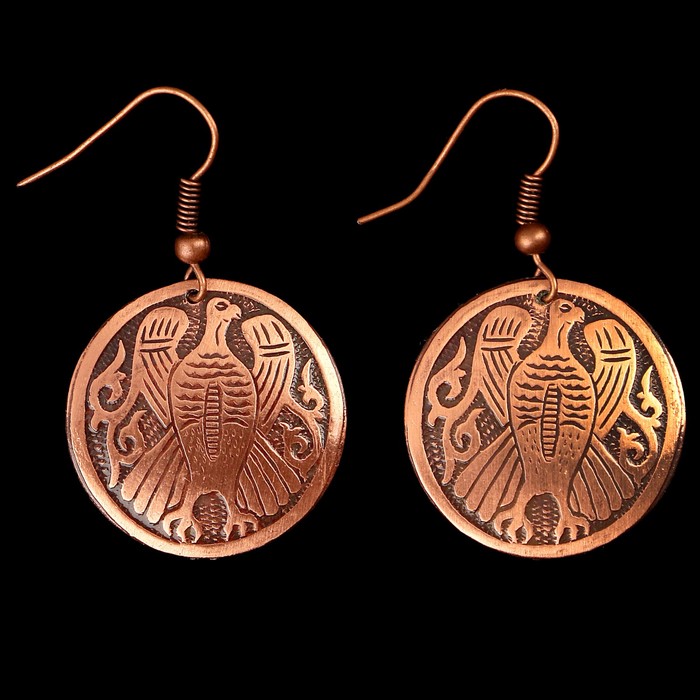 Серьги «Соколы» D 24 мм, медь