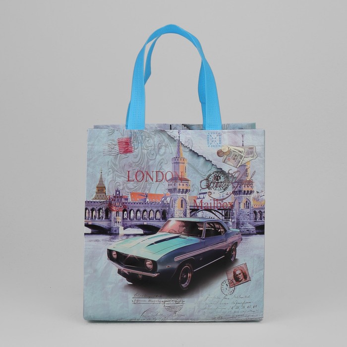 Сумка хозяйственная «Ретро», отдел без молнии, цвет голубой