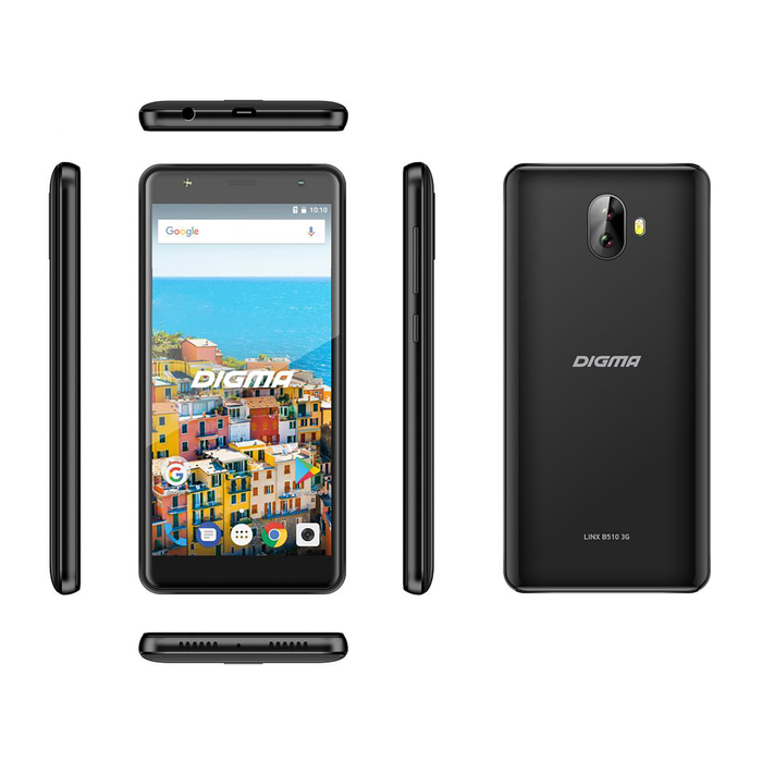 Смартфон Digma LINX B510 16Gb Black 2sim, 5" TN, 960х480, 1Gb RAM, 5Mp, черный