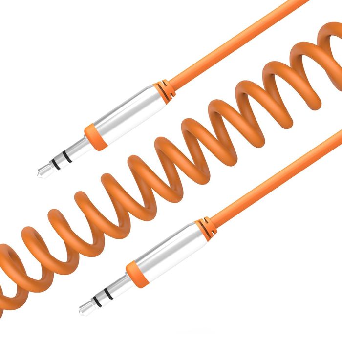 Кабель Partner (033378) AUX, витой, 1,8 м, 3,5 мм - 3,5 мм, оранжевый