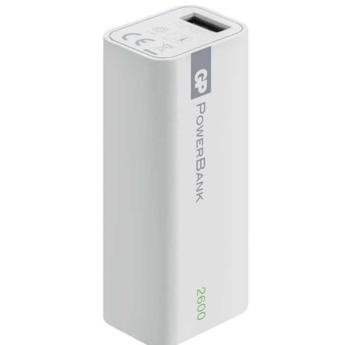 Внешний аккумулятор GP GP1C02AWE, 2600 mAh, время заряда 4.5 часа, белый