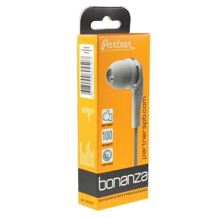 Наушники Partner 031191 Bonanza, 3.5, белые