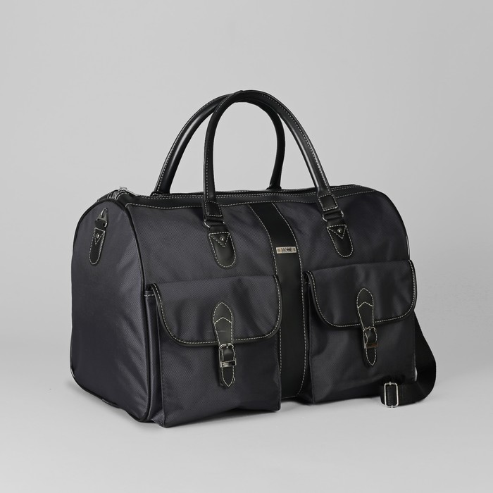 Сумка дорожная, 1 отдел на молнии, 2 наружных кармана, длинный ремень, цвет серый