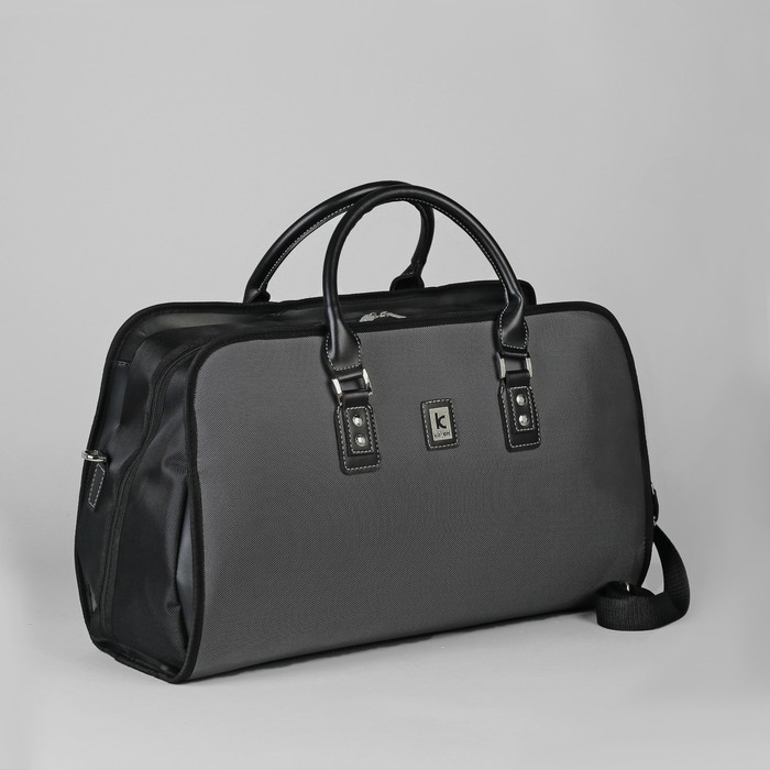 Сумка дорожная, отдел на молнии, регулируемый ремень, цвет серый