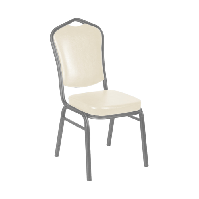 Банкетный стул 25 мм, каркас серебро, обивка кожзам белый