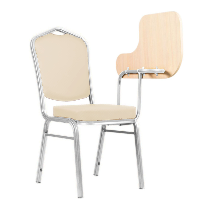 Банкетный стул с пюпитром 20 мм, каркас белый, обивка кожзам белый