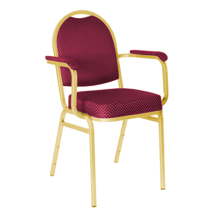 Банкетный стул "Азия" с подлокотниками 20 мм, каркас золото, обивка корона красная