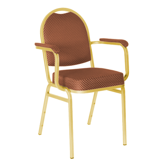 Банкетный стул "Азия" с подлокотниками 20 мм, каркас золото, обивка корона коричневая