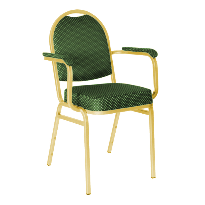 Банкетный стул "Азия" с подлокотниками 20 мм, каркас золото, обивка корона зеленая