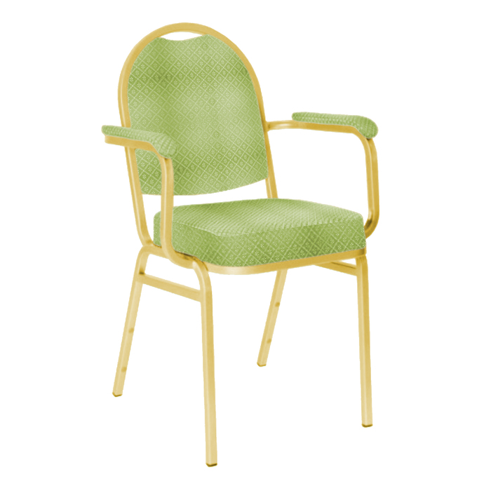 Банкетный стул "Азия" с подлокотниками 20 мм, каркас золото, обивка ромб салатовый