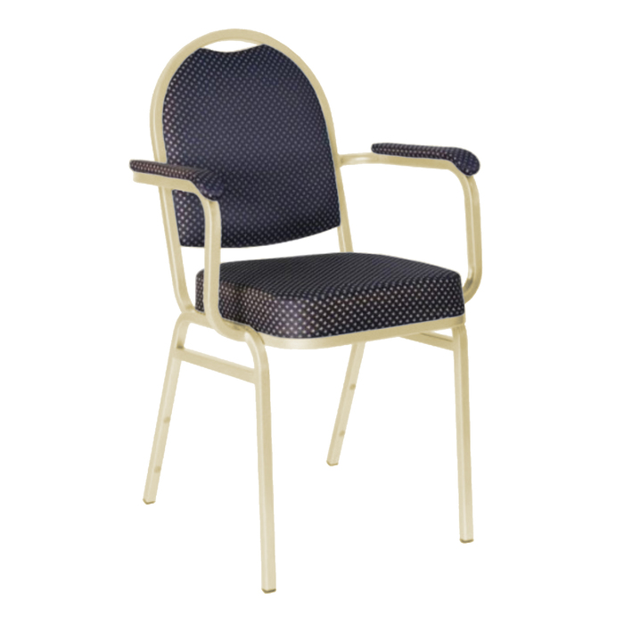 Банкетный стул "Азия" с подлокотниками 20 мм, каркас шампань, обивка корона синяя