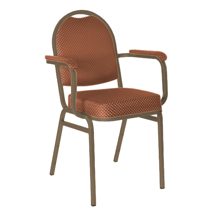 Банкетный стул "Азия" с подлокотниками 20 мм, каркас бронза, обивка корона коричневая