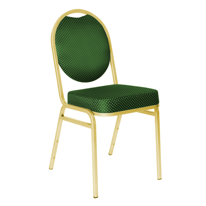 Банкетный стул "Раунд" 20 мм, каркас золото, обивка корона зеленая