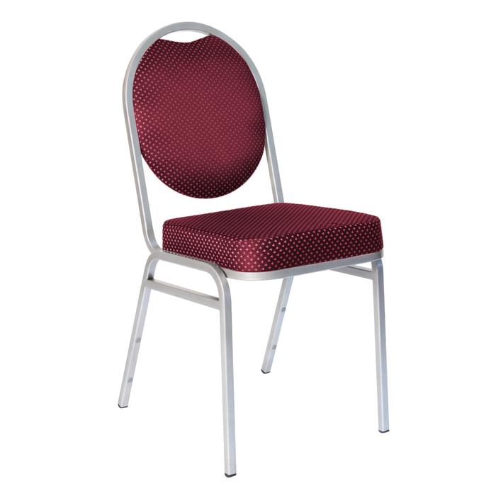 Банкетный стул "Раунд" 20 мм, каркас серебро, обивка корона красная