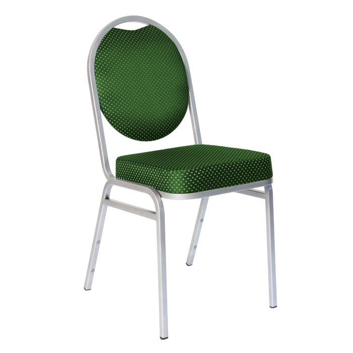 Банкетный стул "Раунд" 20 мм, каркас серебро, обивка корона зеленая