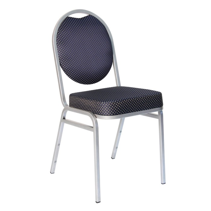 Банкетный стул "Раунд" 20 мм, каркас серебро, обивка корона синяя