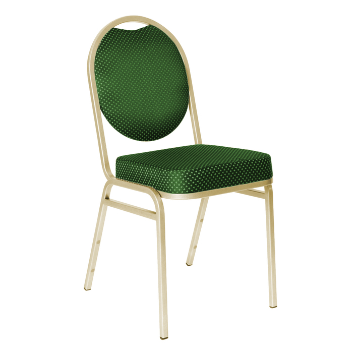 Банкетный стул "Раунд" 20 мм, каркас шампань, обивка корона зеленая